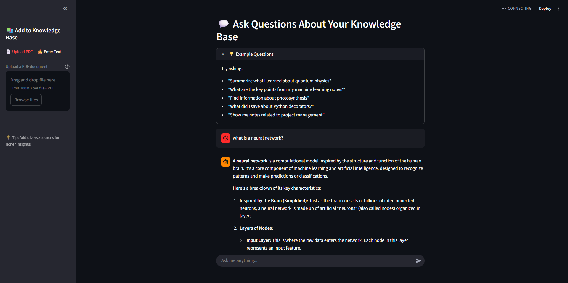 Personal Knowledge Assistant Screenshot